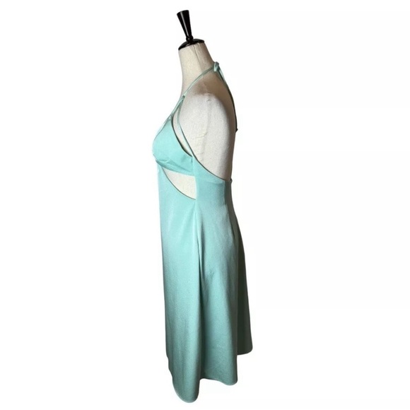 Samantha Sipos Dress Medium Green V Neck Cut Out Halter Tie Butterfly Slip dress - Picture 5 of 7